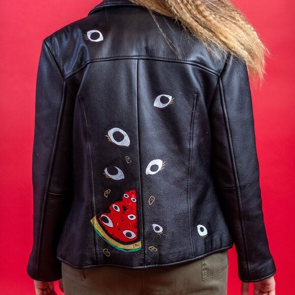 Vintage Unique Leather Jacket, "Melon", SPARK + REBEL - Size S - Picture 9 of 11